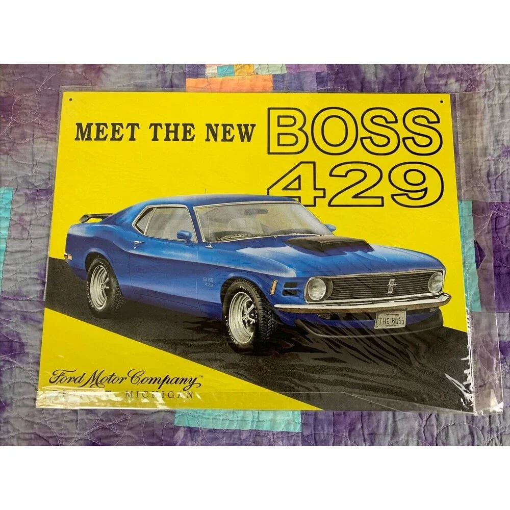 Ford Mustang Boss 429 Tin Metal Sign Man Cave Garage Decor 12.5 x 16 Inch